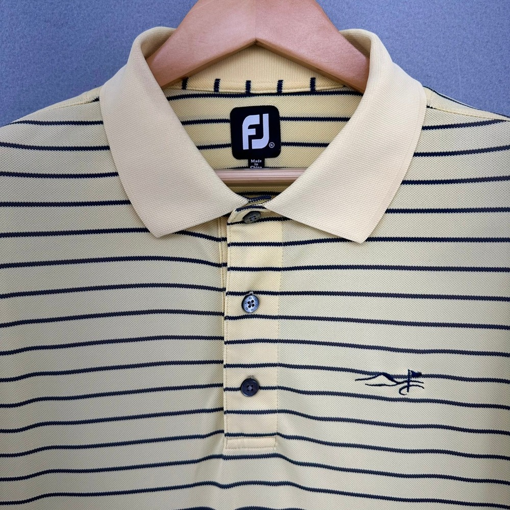 FootJoy Golf Polo Shirt Striped Athletic Casual Short‎ Sleeve Yellow XL Preppy